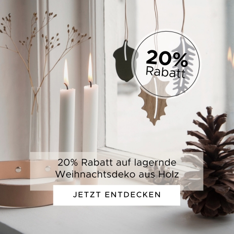 20% Rabatt auf natürlich schöne Weihnachtsdeko aus Holz